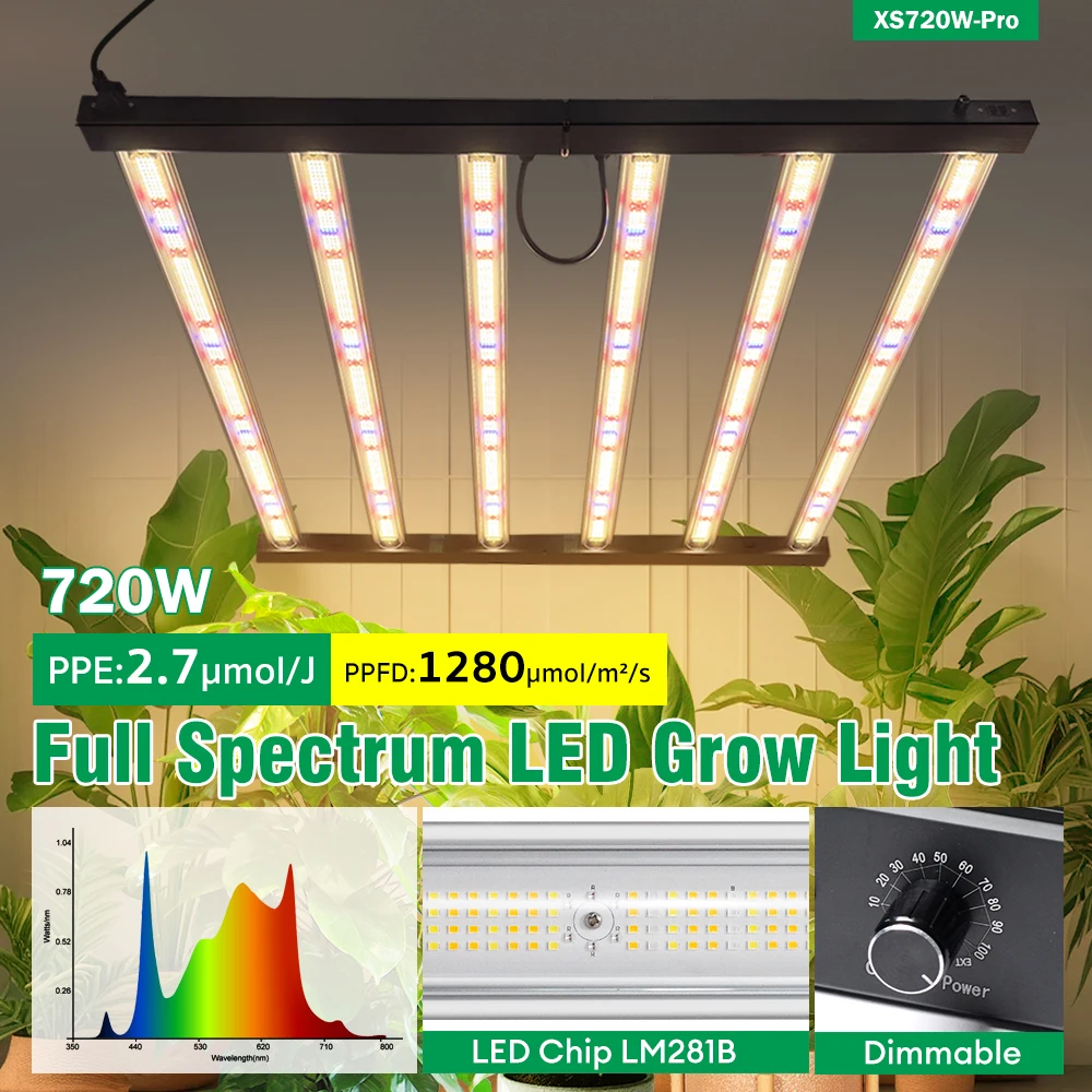 180 °   Faltbare 360W 720W LED Pflanzenlampe Vollspektrum LM281B mit UV IR Phytolampe 1280 PPFD für Indoor-Gewächszelte