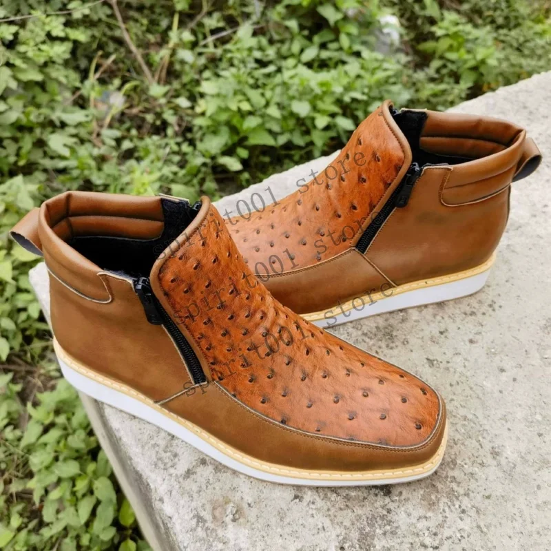 New European And American Medieval Viking Renaissance Square Toe Side Zipper Pattern Large Size Men Casual Short Boots - view 4