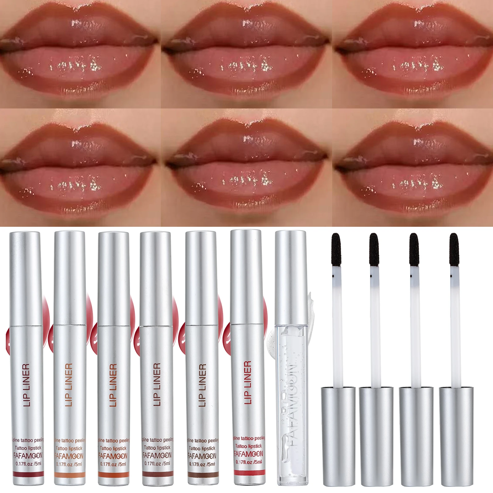 Abziehbarer Lipliner & Lippenöl-Set, feuchtigkeitsspendend, leichte Textur, langanhaltendes farbintensives Lipgloss-Set