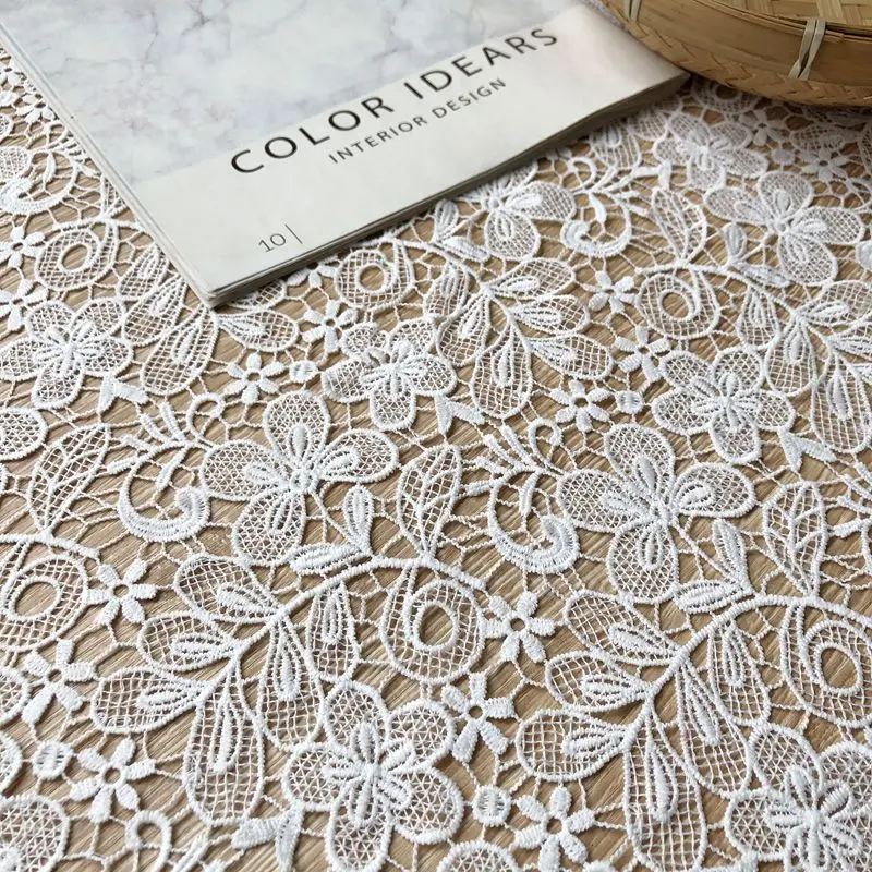 high quality Water soluble hollow lace tissu floret embroidery tela Clothing skirt wedding dress shooting background fabric