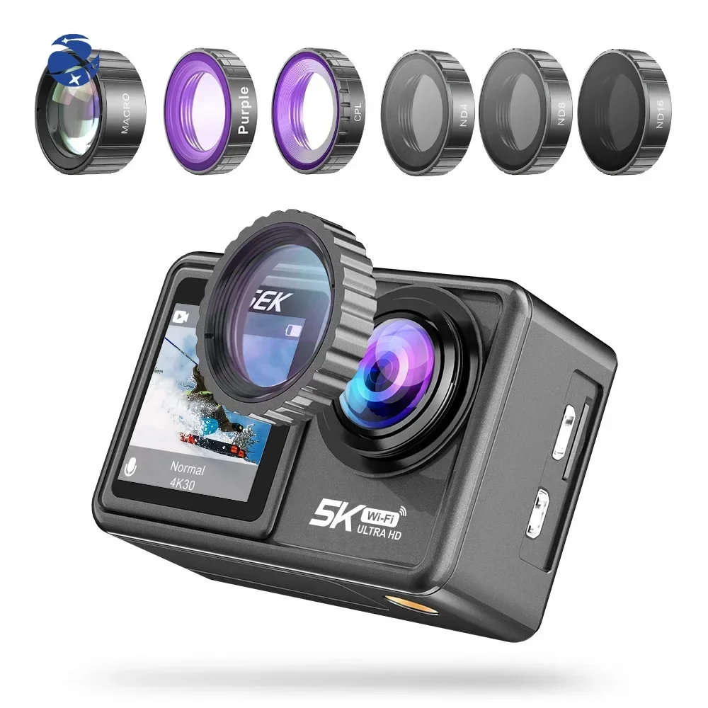 Original brand newSuper Latest 5k 30fps Action Camera Replaceable 6 Lens Filters Mini Dv Action vlog 11 Video Camera Uhd 4K