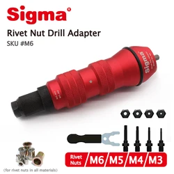 Sigma #M6 Threaded Rivet Nut Drill Adapter Cordless or Electric power tool accessory alternative air pneumatic rivet nut gun