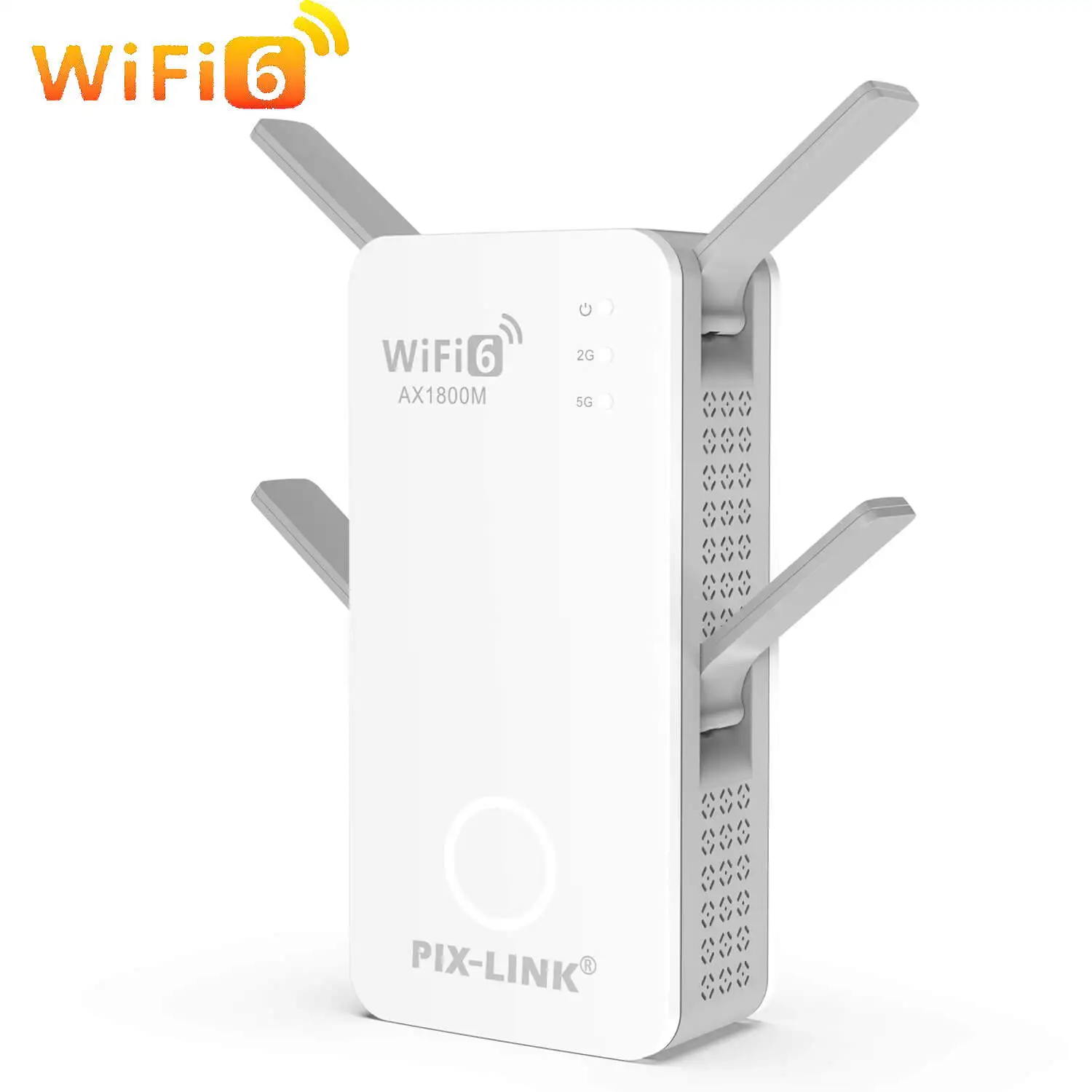 픽스링크 WiFi 6 AX1800 리피터 확장기 신호 증폭기 듀얼 밴드 2.4G/5GHz Wi-Fi 신호 증폭기 장거리 네트워크 간편 설정
