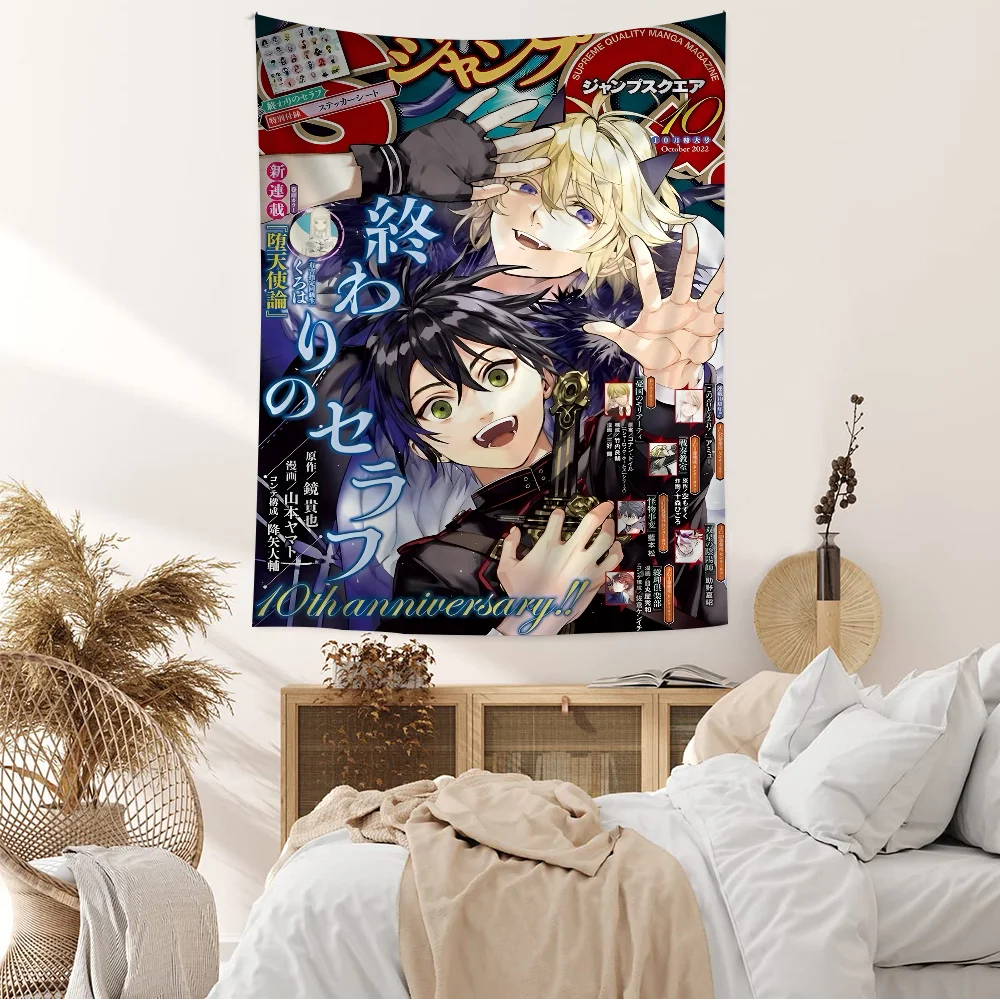 Anime Seraph of The End Printed Large Wall Tapestry Hanging Tarot Hippie Wall Rugs Dorm Home Decor