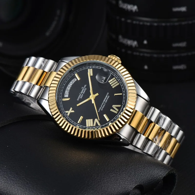 2025 Automatische mechanische Herrenuhr, 3 Zeiger, Edelstahlband, Business-Casual, wasserdicht, Saphirglas, leuchtend