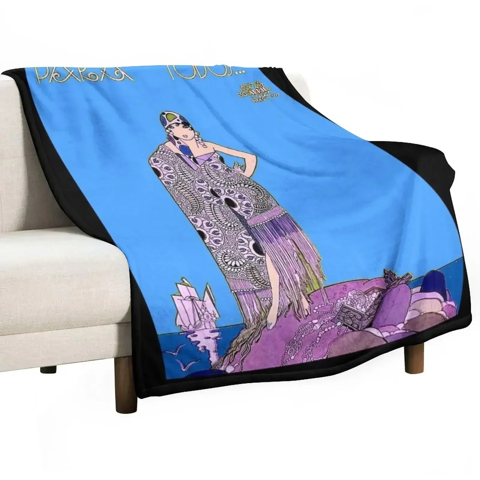 TODOS MAGAZINE : Vintage 1927 Flapper Pirate Print Throw Blanket Cute Plaid Designers for sofa Multi-Purpose Hairy Blankets