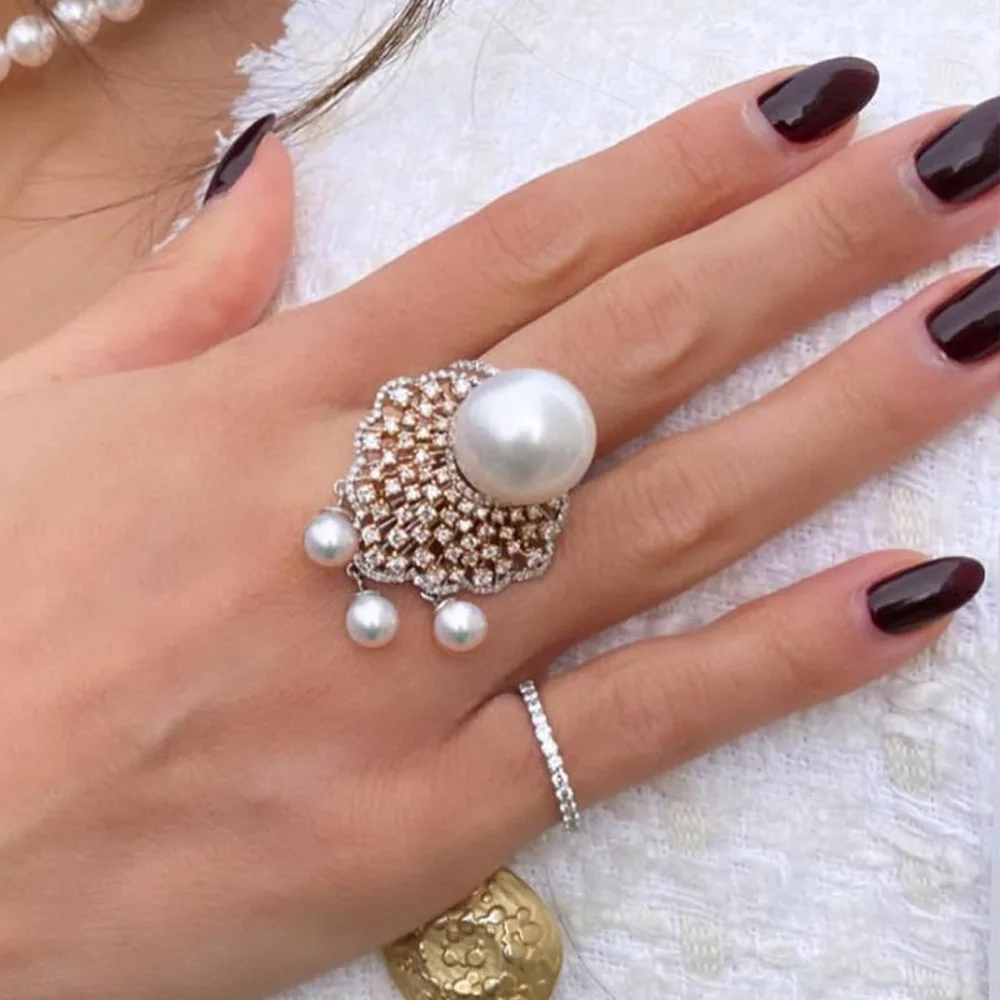 

Missvikki Luxury High Quality Shiny Pearls Skeleton Pendant Dangle Earrings For Women Daily Party Show Parure Bijoux Femme