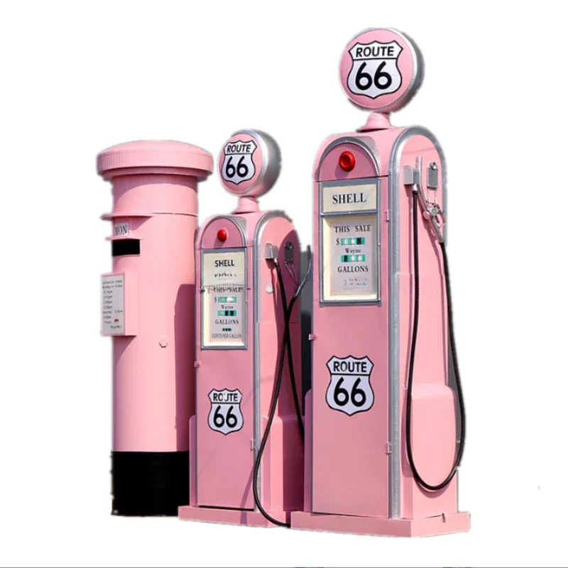 wholesale customized antique metal outdoor bar decoration wedding retro phone booth pink gas station