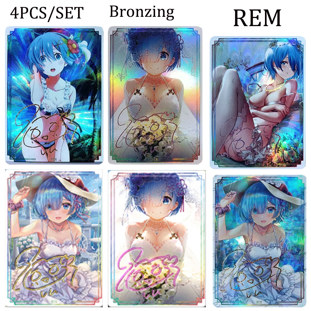 

Life in a different world from zero rem DIY 4PCS/SET pink Foil refraction glitter collection card boys Anime Holiday gifts