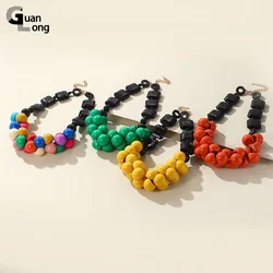 GuanLong New Trendy Beads Chains collane con ciondolo grande per le donne Statement collana con Chocker in resina colorata gioielli da viaggio per ragazze