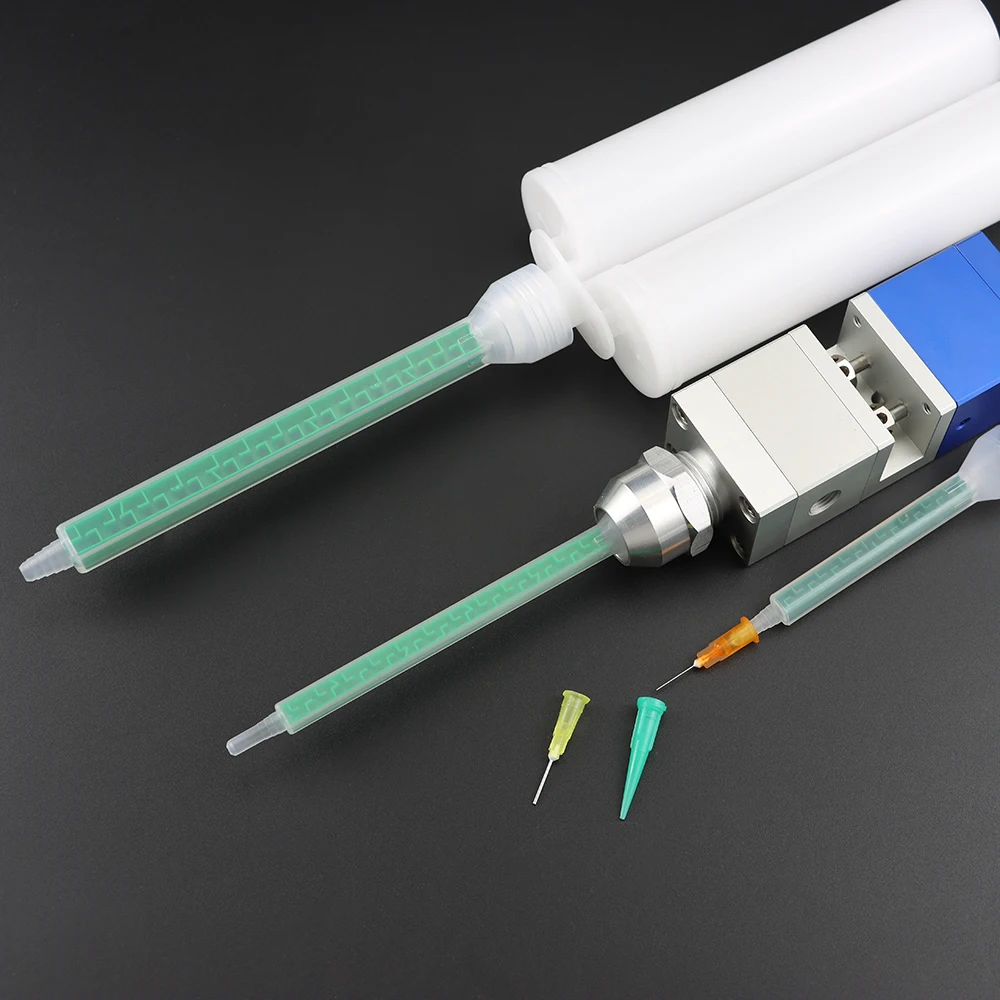 30pcs Epoxy Adhesive Mixing Nozzle Adhesive Cartridges Tip Square Static Mixer Nozzle Tube Tip (1:1/1:2 Ratio)