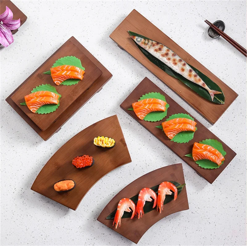Bamboo Sushi Board boat plate Rectangular Platform Cooking Basin Sashimi Japanese Korean Cuisine Tableware Serving Plate Tray