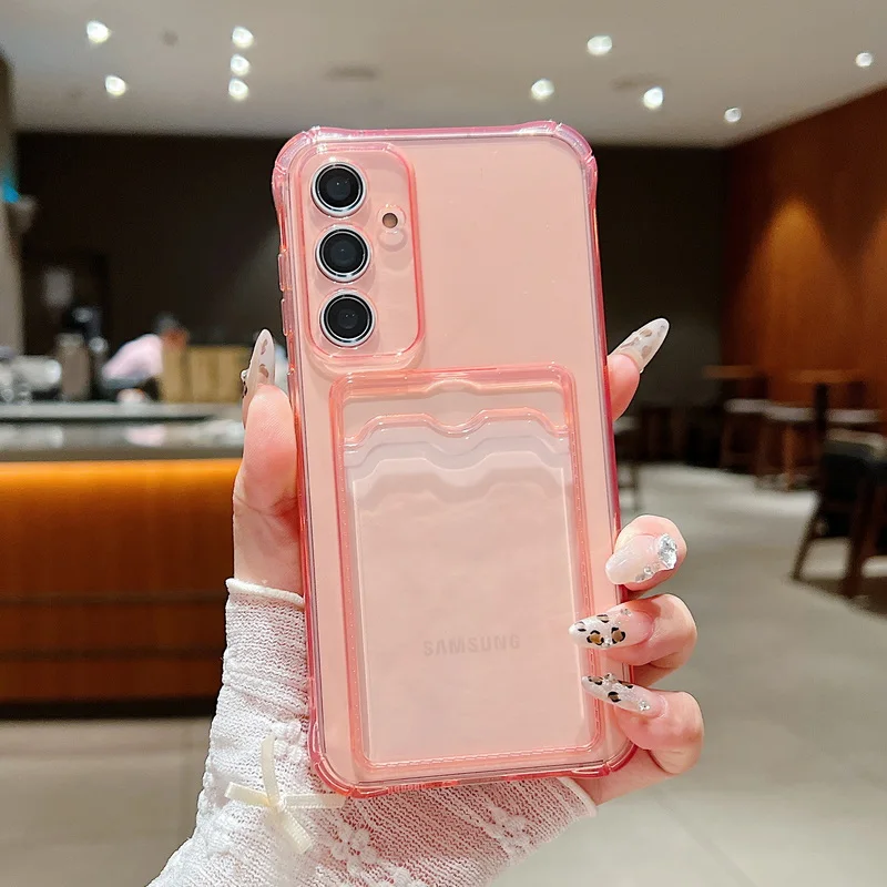 Hoesje voor Samsung Galaxy S25 Edge S26 S22 S23 S24 Ultra S26 S25 FE A18 A57 A37 A17 A27 A56 A55 A15 A36, met kaarthouder, transparant telefoonhoesje
