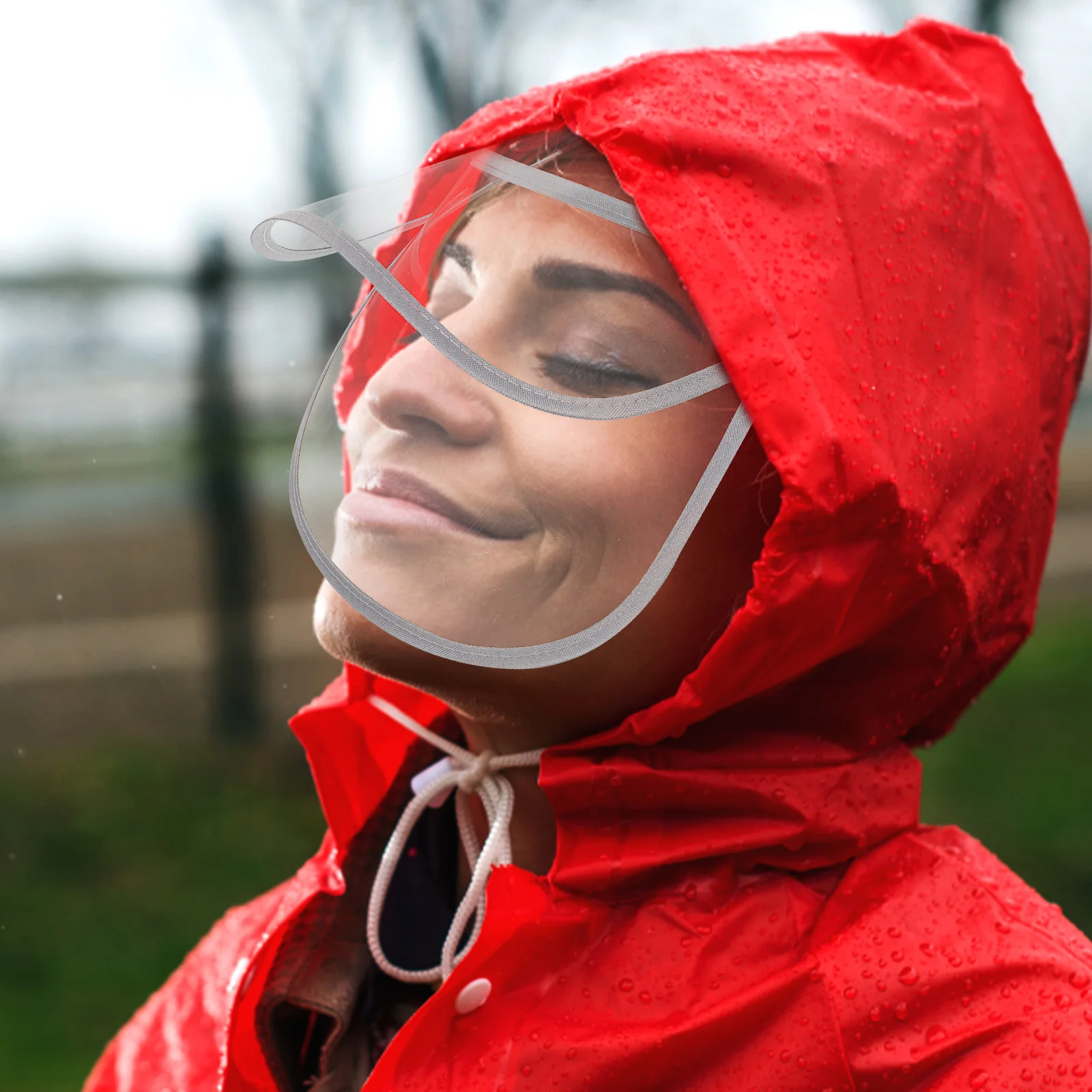 

Raincoat Hat Brim Transparent Rain Poncho Face Protector Raincoat Hood Accessory Hat Brim Face Protection Shield