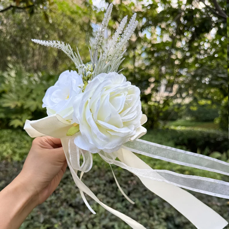 バックミラー,造花,結婚式の車のアクセサリー,結婚式の通路の椅子の装飾