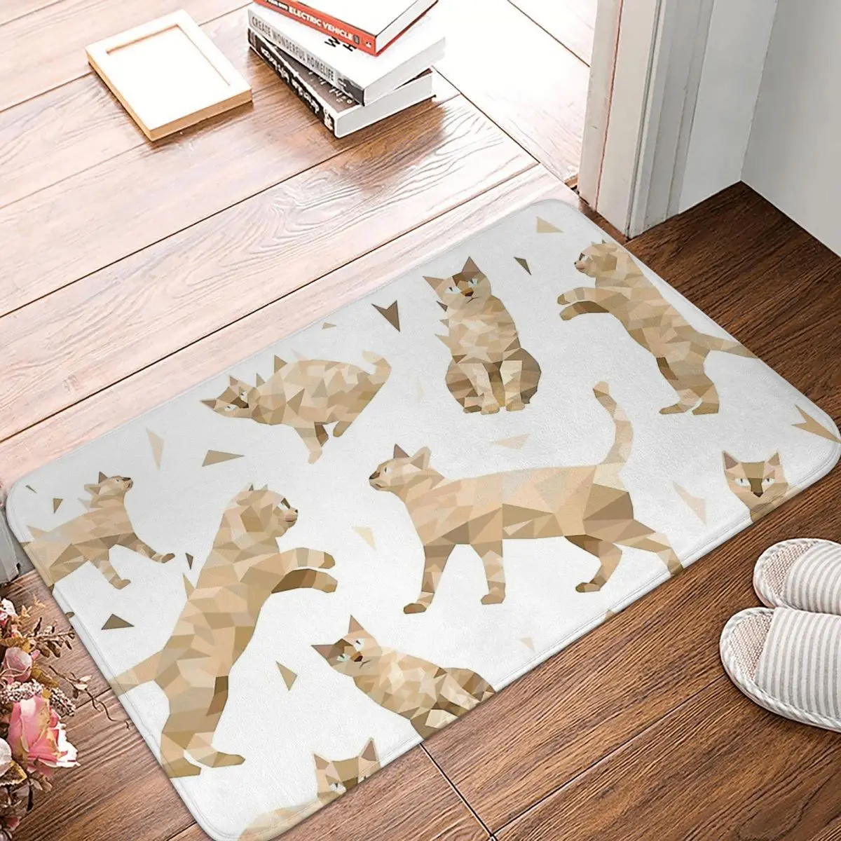 

Cat Pattern Bathroom Non-Slip Carpet Geometric Patterns Bedroom Mat Entrance Door Doormat Home Decor Rug