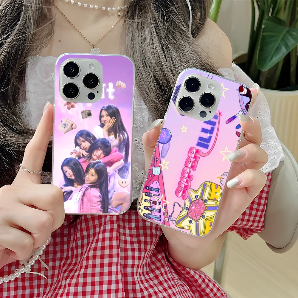 KPOP ILLIT Phone Case for iPhone 16 15 14 13 12 11 X XR XS Pro Max Plus Mini Clear Transparent Cellphones Cover Smartphone