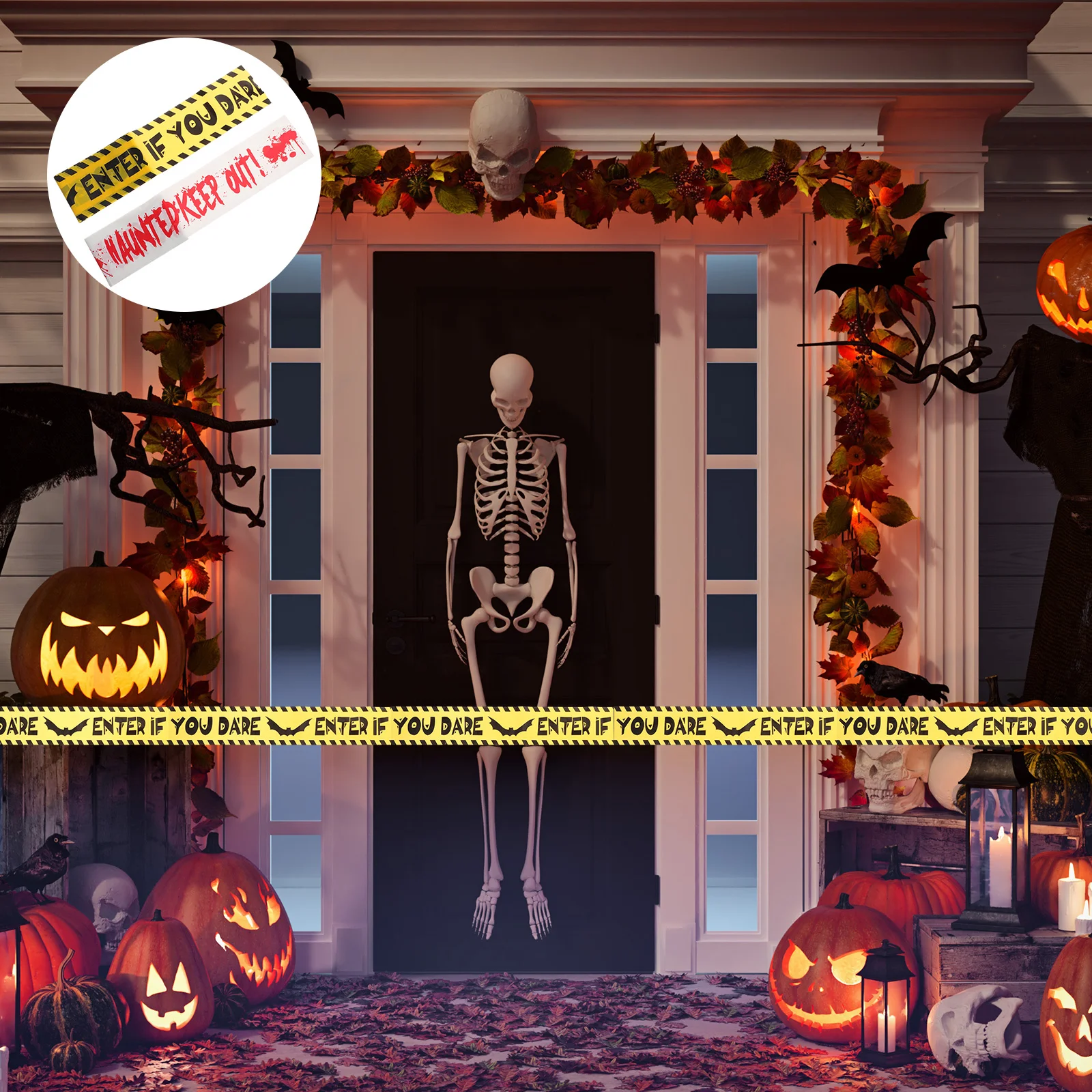 2 pezzi decorazione della casa di Halloween forniture per feste Layout addensare segnale di avvertimento del nastro di avvertenza per la linea di pericolo