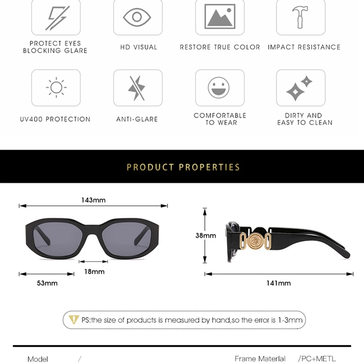 Neue kleine box sonnenbrille europäische und amerikanische trends kopf mit polygonalen brillen personal isierte muster sonnenbrille. – Detail 6