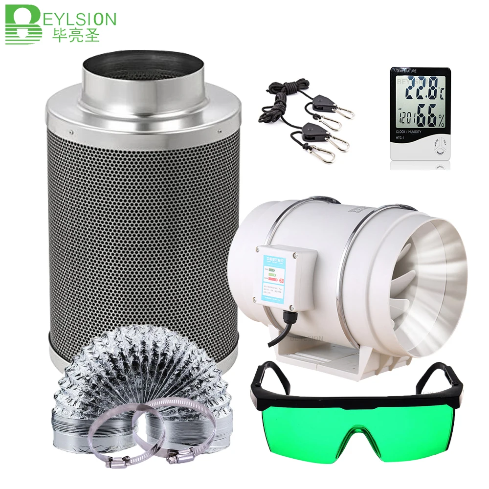 

BEYLSION 4/5/6/8 Inch Centrifugal Fans Activated Carbon Air Filter Set Grow Tent Full Kit Indoor Hydroponics For Plants Growbox