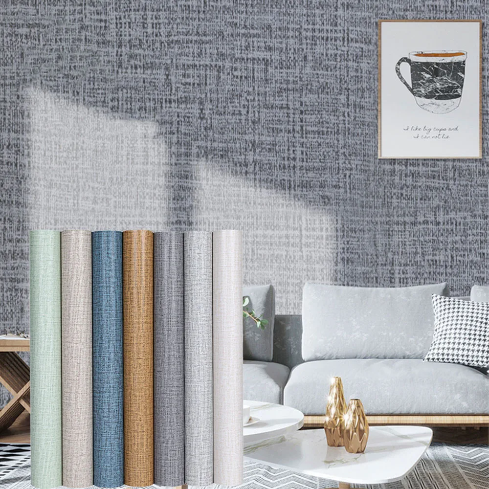 45x100cm Linen Textured Grasscloth Peel And Stick Wallpaper Removable Waterproof Self Adhesive for Bedroom Wall Drawer Liner DIY