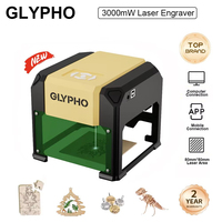 GLYPHO Laser Engraver Machine CNC Highly Accurate Portable 80mm*80mm Engraving Cutting For Dog Tag Paper Leather Wood Work DIY
