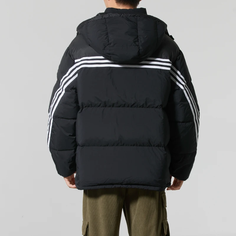 Adidas (Adidas) Trefoil jaqueta masculina quente com capuz jaqueta à prova de vento casual esportiva Kc0173