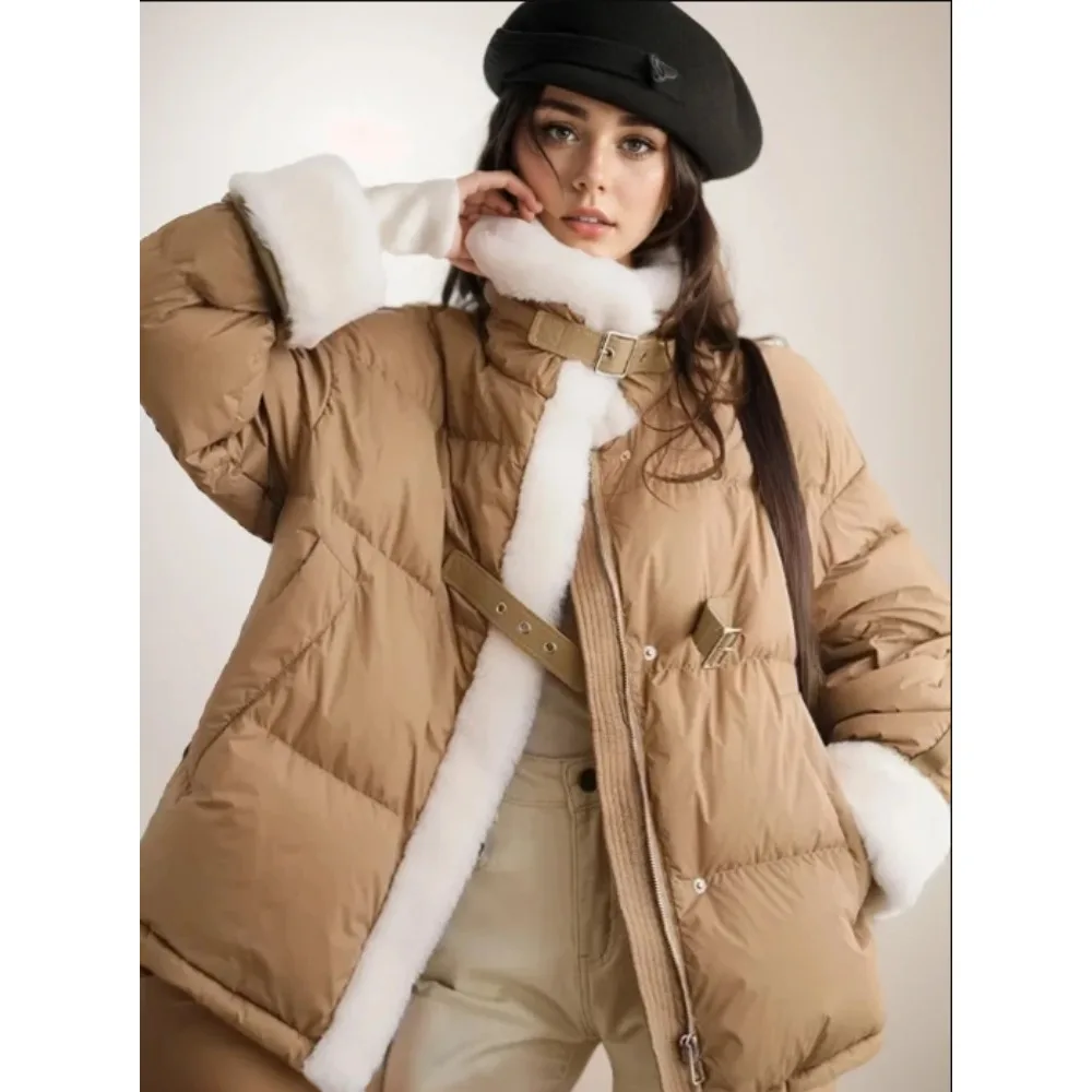 Luxury Women Duck Down Coat for Winter 2024 Stand Collar Puffer Jacket Thick Warm Female Feather Parkas Snow Outerwear