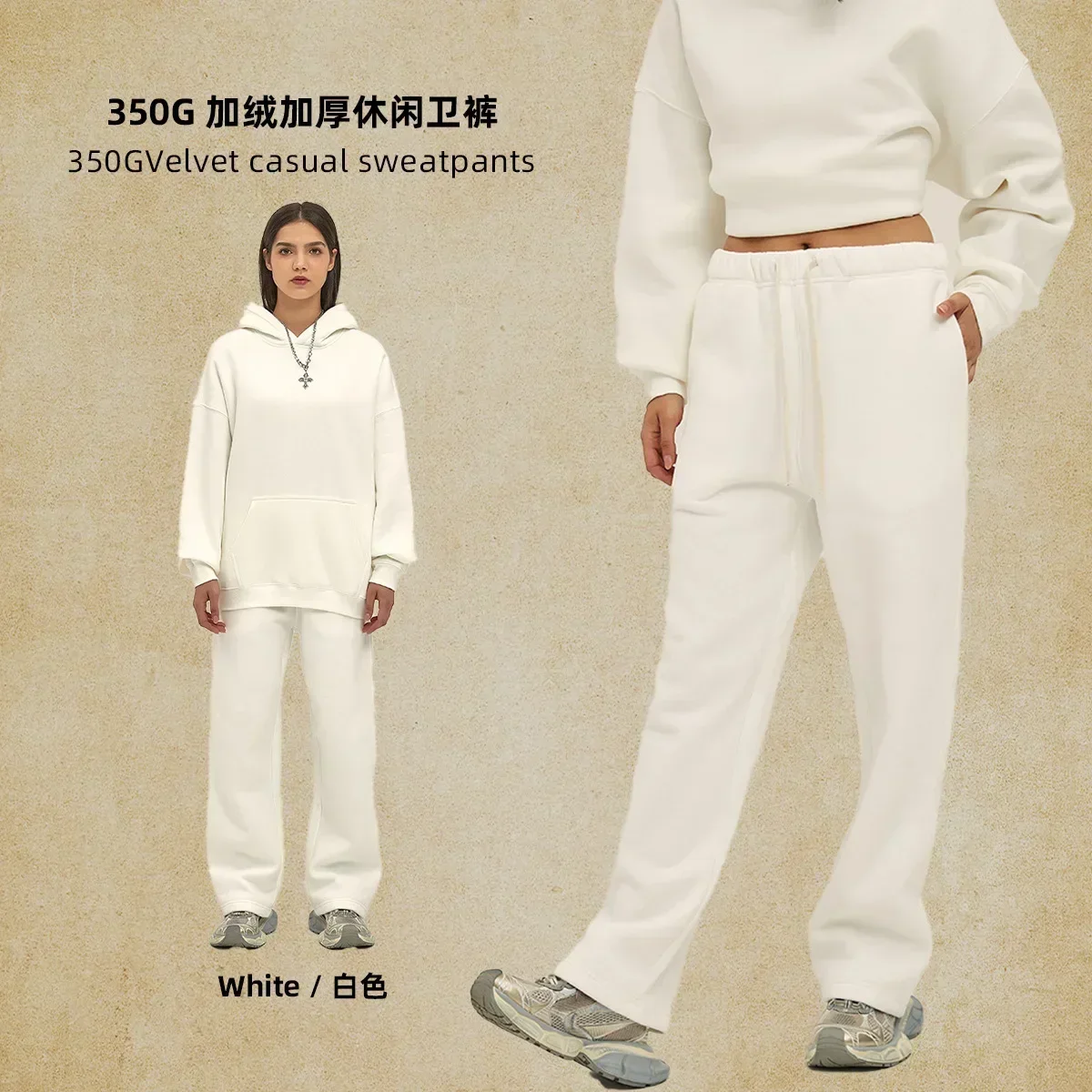 منتج جديد الصوف سميكة فضفاضة الرياضة بناطيل كاجوال الرجال 350 جرام أنبوب مستقيم العلامة التجارية الأمريكية العصرية نقية الرجال Sweatpants