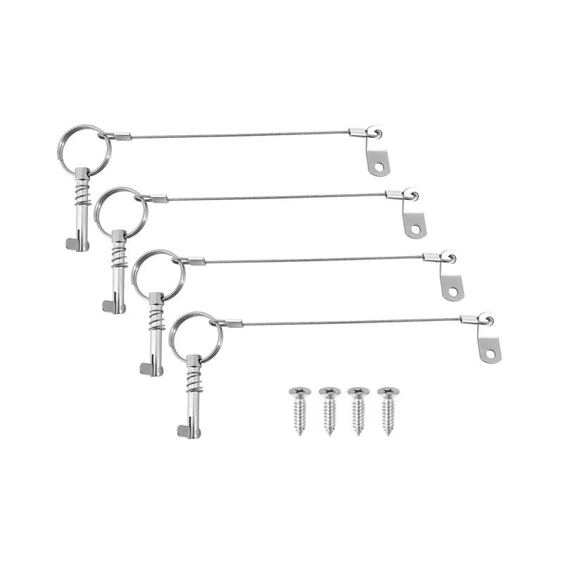 ISURE MARINE 4Pcs Boat Stainless Steel Quick Release Pin With Lanyard For Boat Bimini Top Deck Hinge