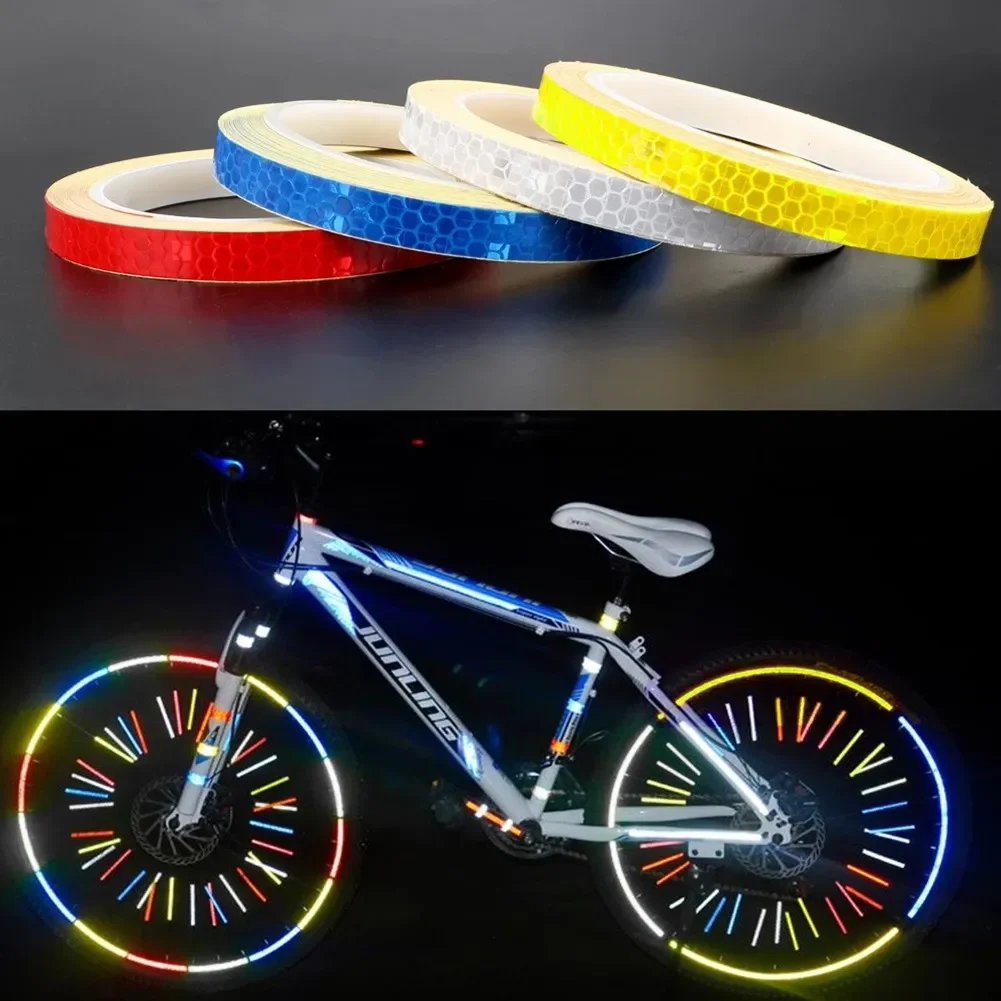 8m Reflective Tape PVC Bicycle Wheels Reflect Fluorescent Sticker Bike Reflective Sticker Strip Tape For Cycling Warning Safety