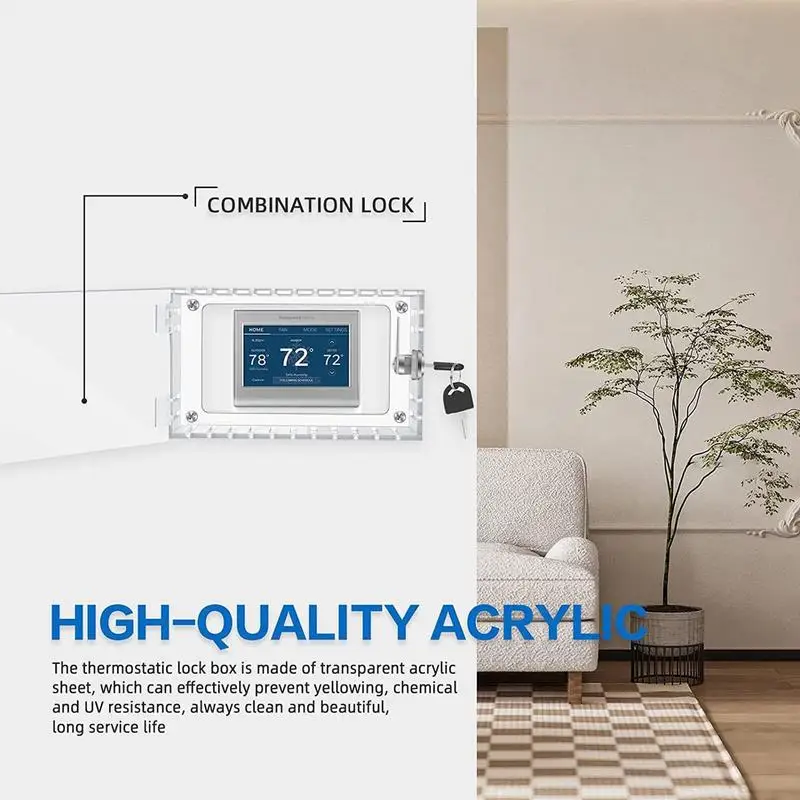 Thermostat Lock Box With Key Clear Large Wall Mounted Thermostat Protector Transparent Acrylic Thermostat Guard Box With Lock