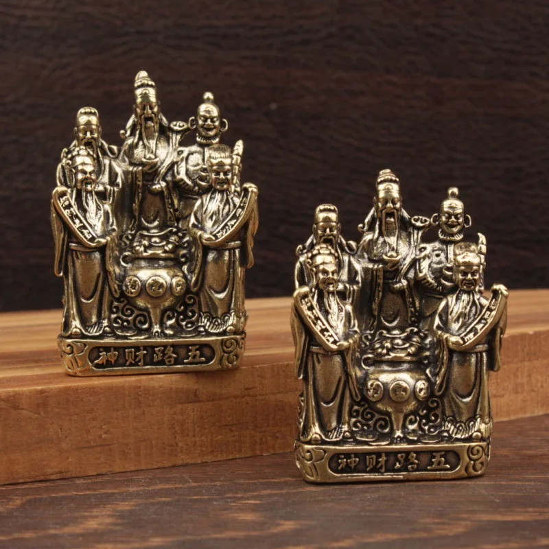 Five Road Ornament Shop Office Living Room Worship Buddha Statue Household God Statue Bronze Statue Brass Ornament