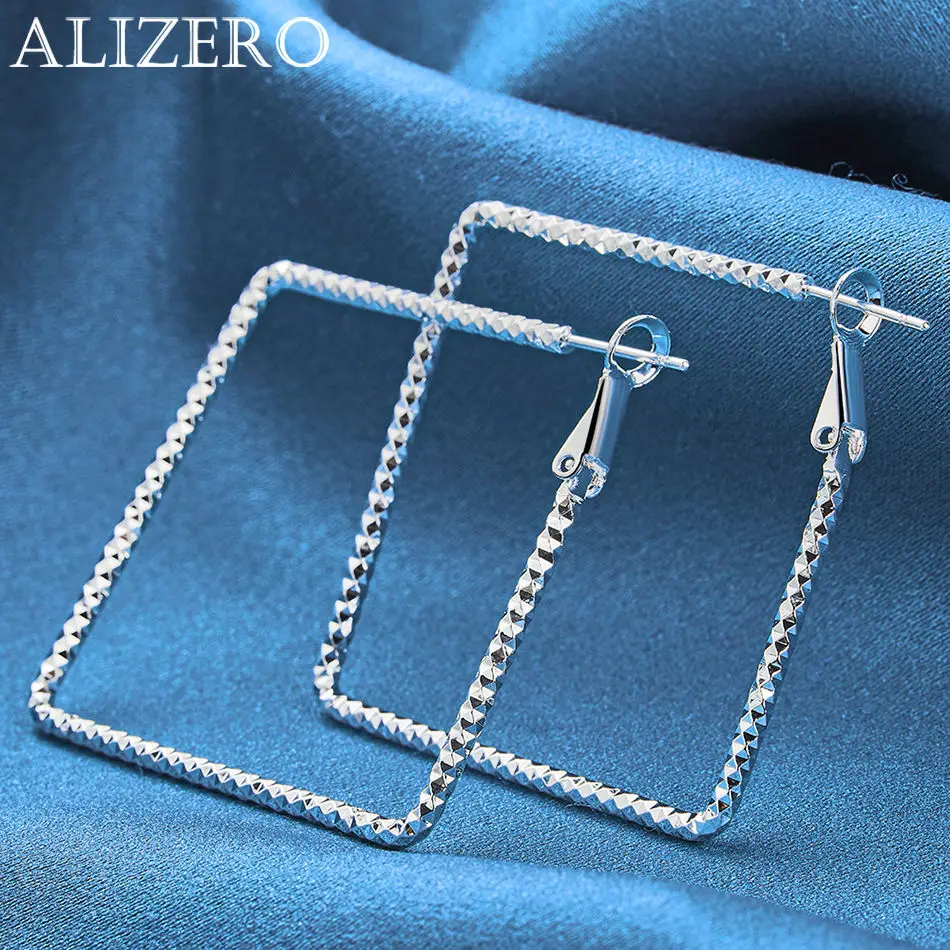 

ALIZERO 925 Sterling Silver 50mm Square Earrings For Women Loop Earrings Wedding Engagement Party Gifts Fashion Jewelry