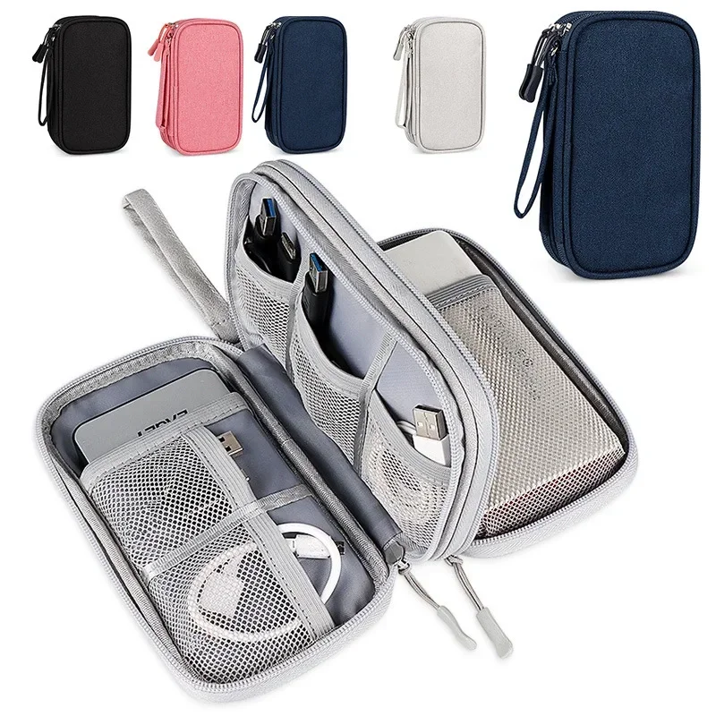 Portable Cable Digital Storage Bags Organizer USB Gadgets Wires Charger Power Battery Zipper Cosmetic Bag Case Accessories Item