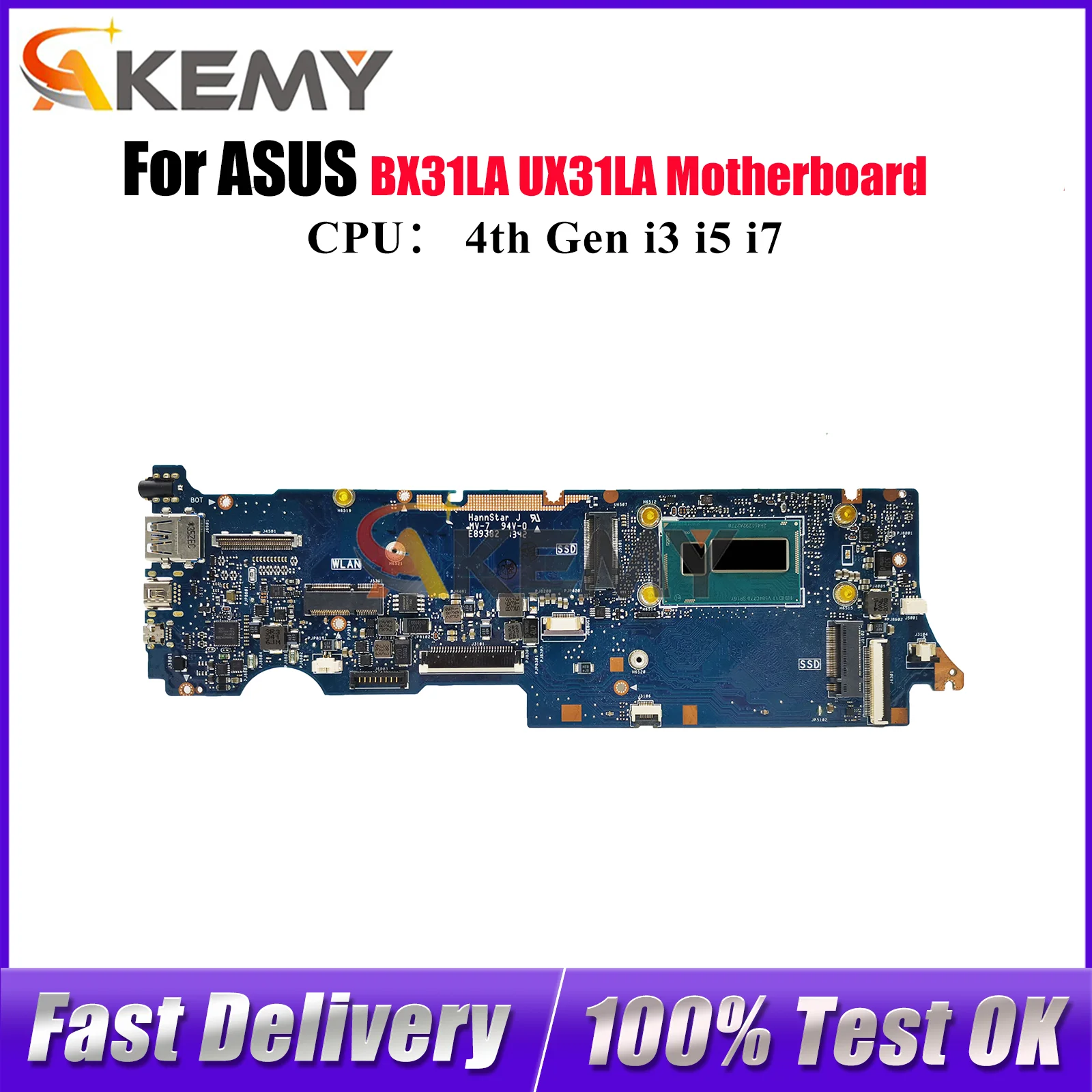 

UX31LA Материнская плата для ноутбука ASUS ZenBook UX31L UX31LA BX31LA Материнская плата для ноутбука с процессором i3 i5 i7 100% тестирование ОК быстрая доставка