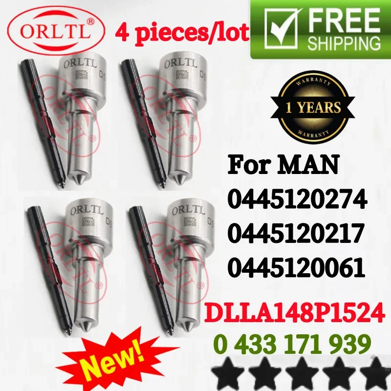 

4PCS DLLA148P1524 OEM 0 433 171 939 Commmon Rail Nozzle Fits for MAN 0445120274 0445120217 0445120061 ORLTL