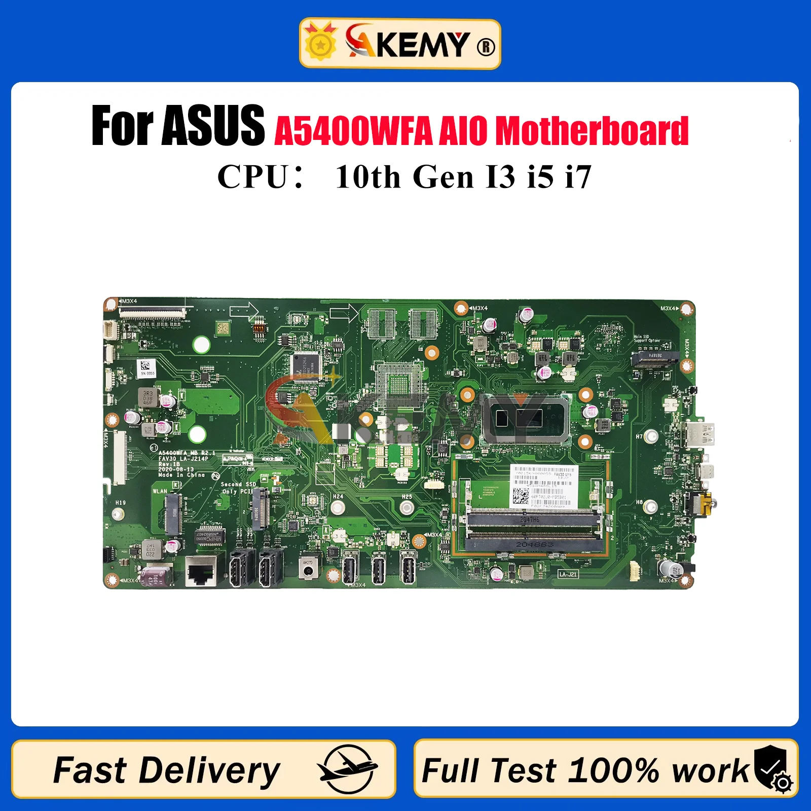 

A5400WFA Laptop Motherboard For ASUS VivoBook A5400WF A5400WFA Notebook Mainboard With 10th Gen I3 i5 i7 100% tests OK fast ship
