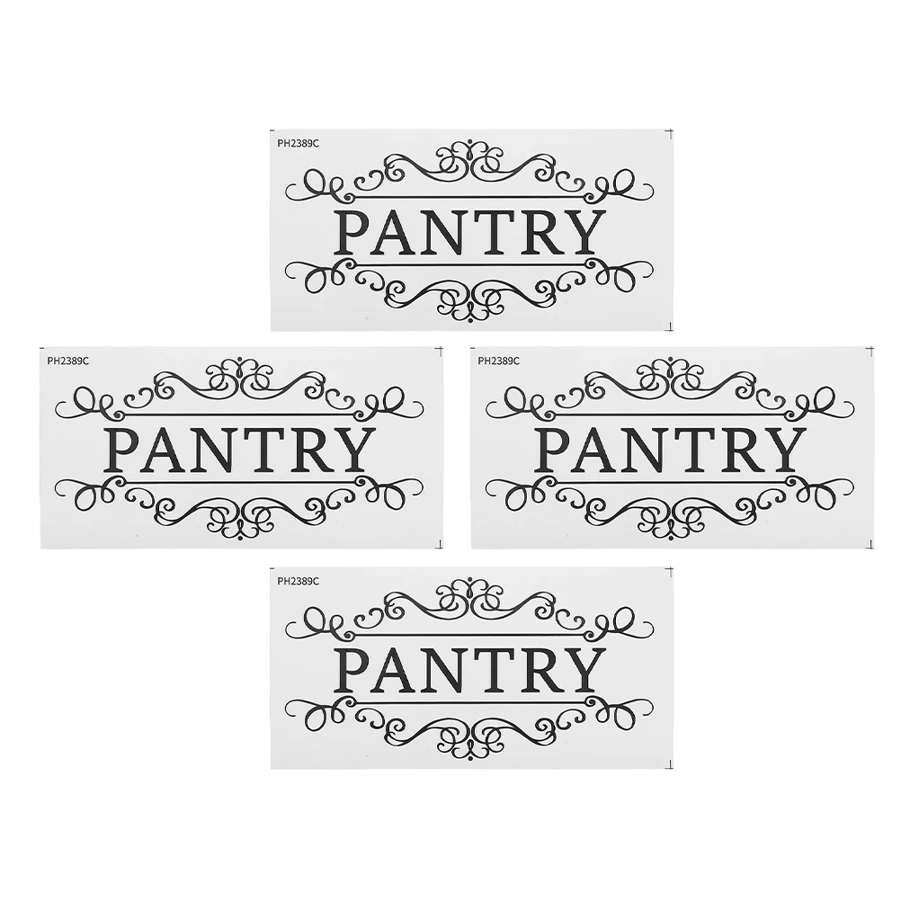 4 Pcs Storage Room Logo Sticker Pantry Decor Door Decals for Frosted Glass Stickers Applique Pvc Men and Women