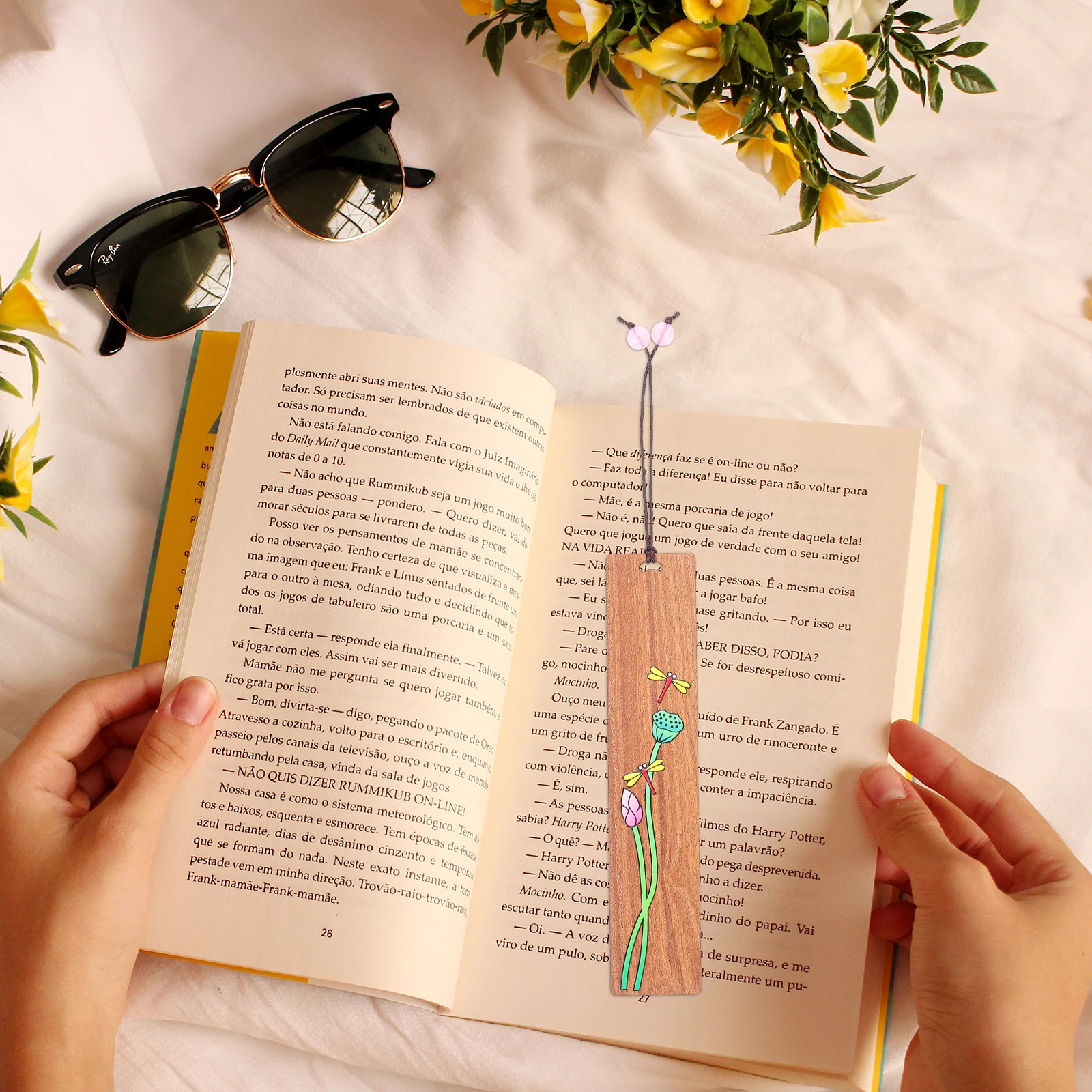 

Lotus Painted Wood Bookmark Creative Bookmarker Simple Label Lightweight Multipurpose Premium Material Study