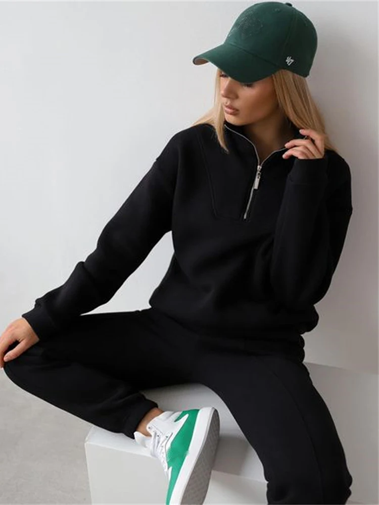 2022 Spring Women\'s Tracksuit Trousers Suit Cotton Casual Classic Loose Women Sweatshirt Pants 2 Piece Set Sportswear Outfits