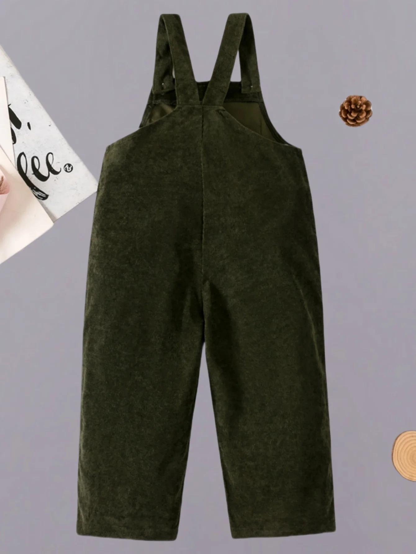 Fall children\'s wear boys cute fashion jumpsuit button pocket casual loose simple comfortable army green suspenders