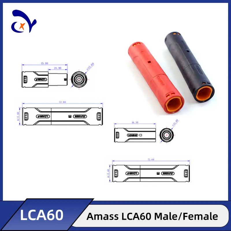 Amass LCA60 LCA60PB Silver Plated Copper Wire Crimp High Current 110A DC Plug for Lithium Battery