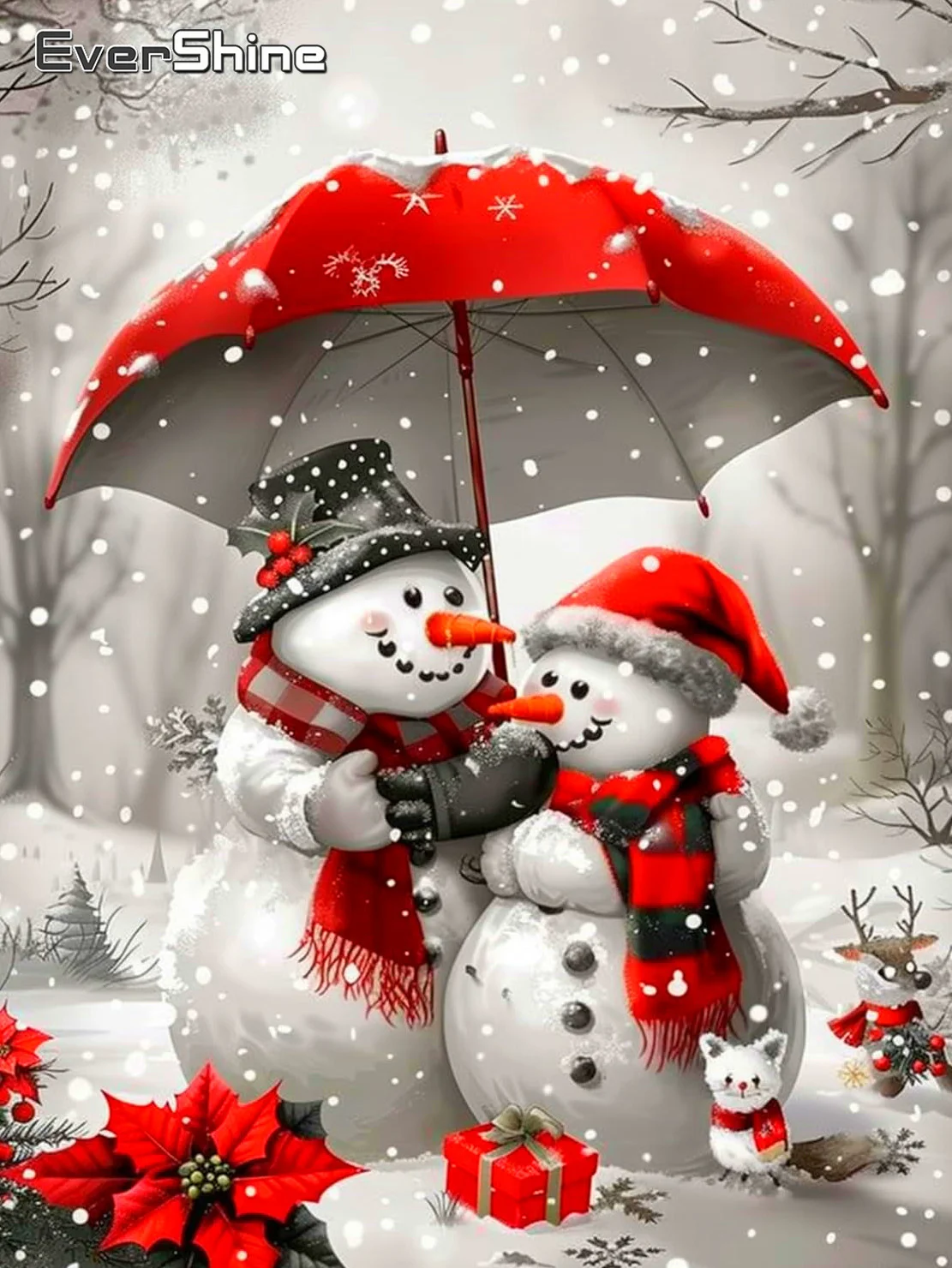 Evershine Vollbohrer-Diamantgemälde, Schneemann, Bild von Strasssteinen, Stickerei, Winter-Sets, Mosaik-Cartoon-Dekor für Zuhause