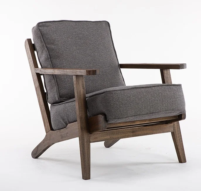 #Mid Century Wood Frame Upholstered Reclining Chairs Retro Accent Armchair Single Lounge Chairs for Living Room