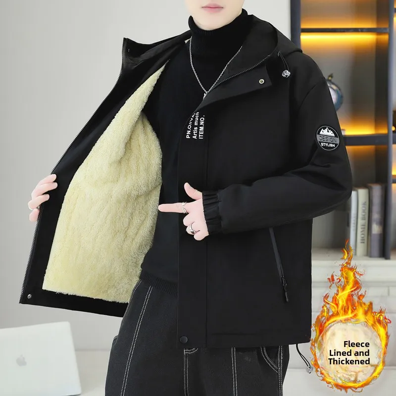 

Trendy Hooded Jaet for Teens Winter Faionable Slim Fit Casual Fce Lined Outdoor Clothing Long Sve Urban Sle