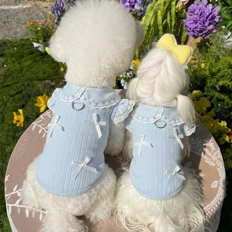 Chaleco verano con cuello encaje, lazo para perro y gato – anilla D - imagen 2