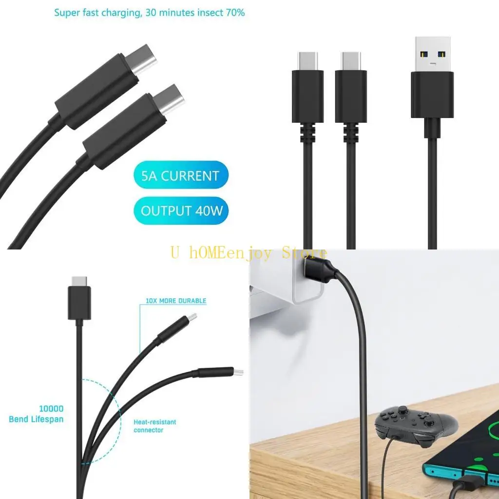 

B0KF для 3 м 2 в 1 USB-кабель для быстрой зарядки типа C, шнур для переключателя контроллера, перенапряжение мобильного телефона