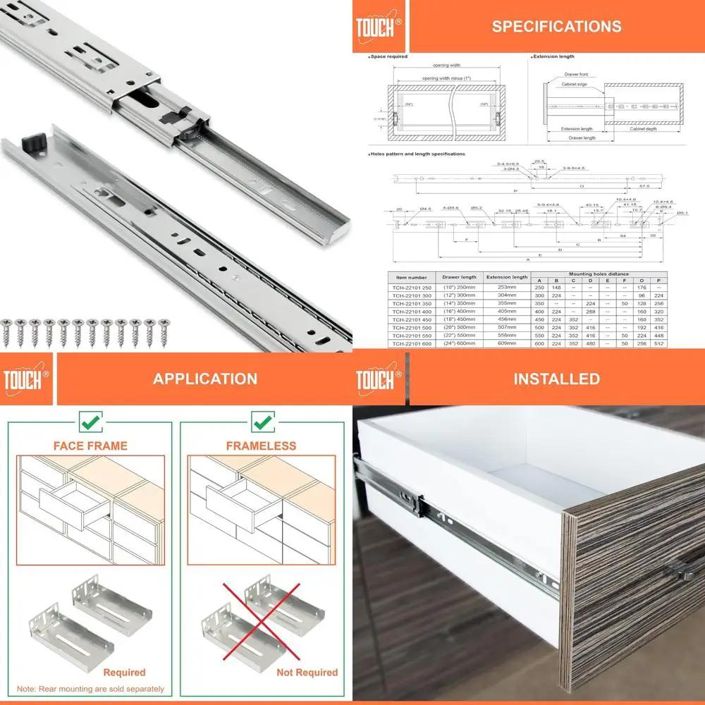 

Full Extension 20 Inch 500mm Drawer Slides with 3 Folds, Metal Rails, Ball Bearing, Side Mount Glides for Smooth Operation