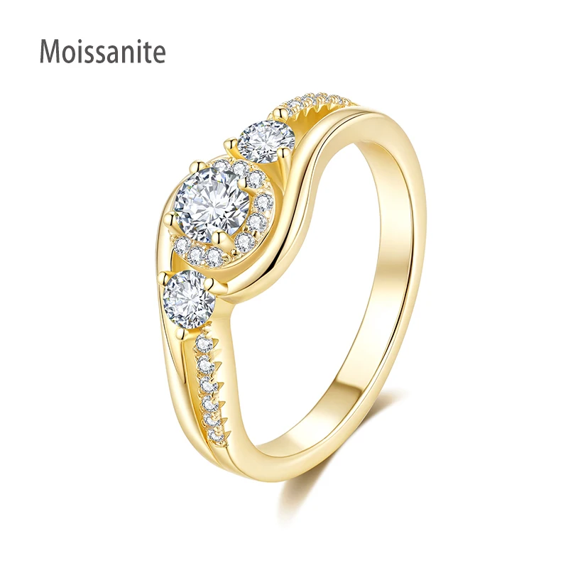 

Wedding Band 18K Yellow Gold Plated Silver 925 D VVS1 Moissanite Ring Woman Luxury Jewelry Rings Engagement Promise Ring Gift